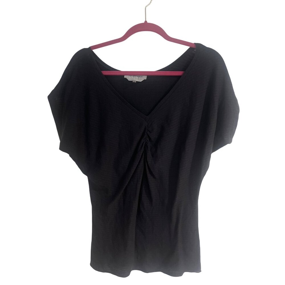 SportMax womens black knit top sz XL made in Italy lightweight v neck stretchy